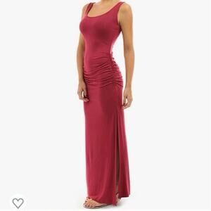 PattyBoutik Sleeveless Scrunch Maxi Dress Burgundy Medium